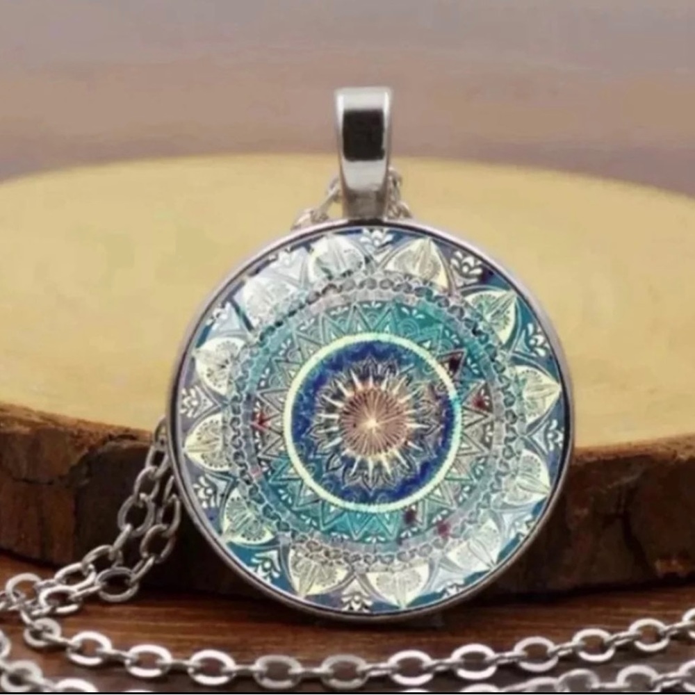 Boho Glass Dome Pendant Necklace NEW